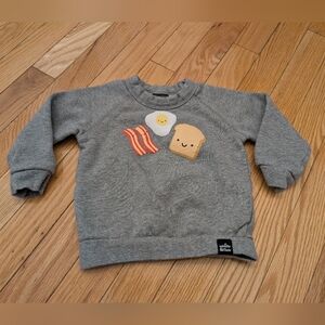Gray Kids Sweatshirt with Breakfast Motif